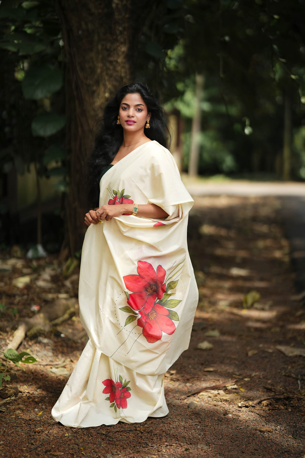Red blossom  saree