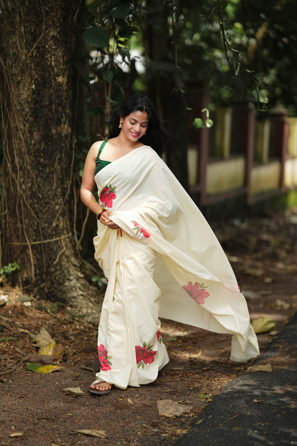Red blossom  saree