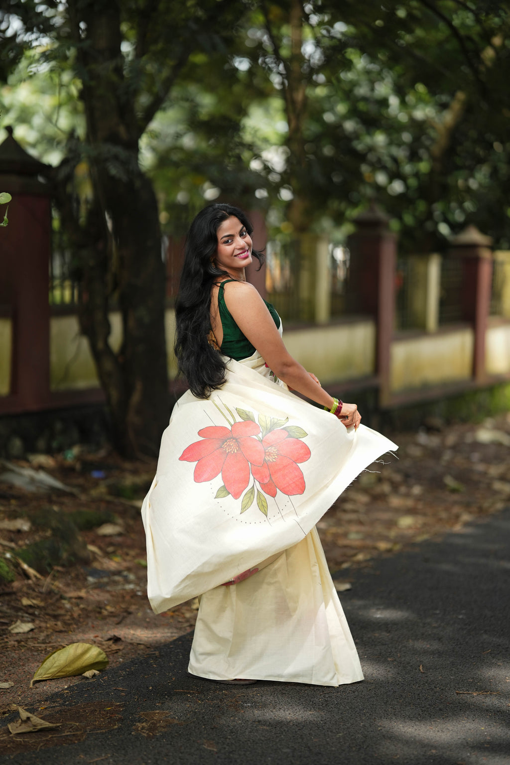 Red blossom  saree