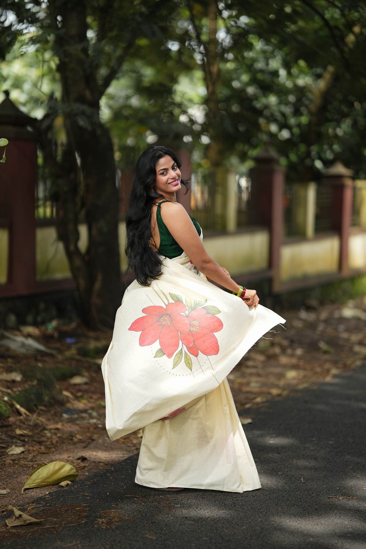 Red blossom  saree
