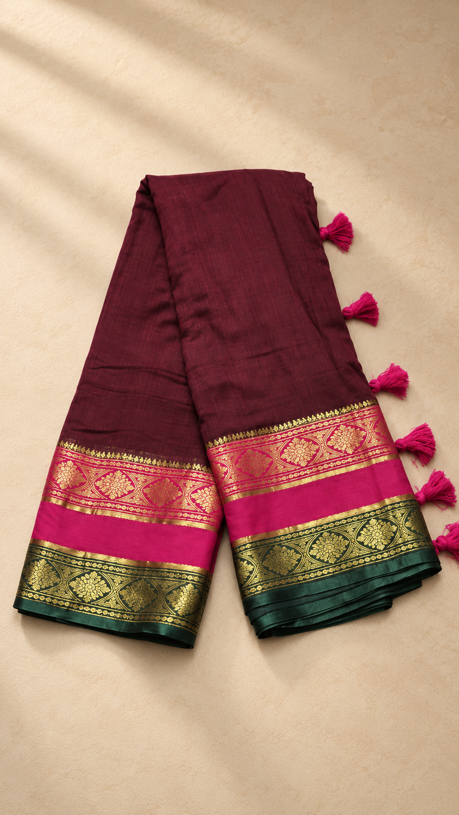 Mulcotton saree - Kanchi Border
 120 count